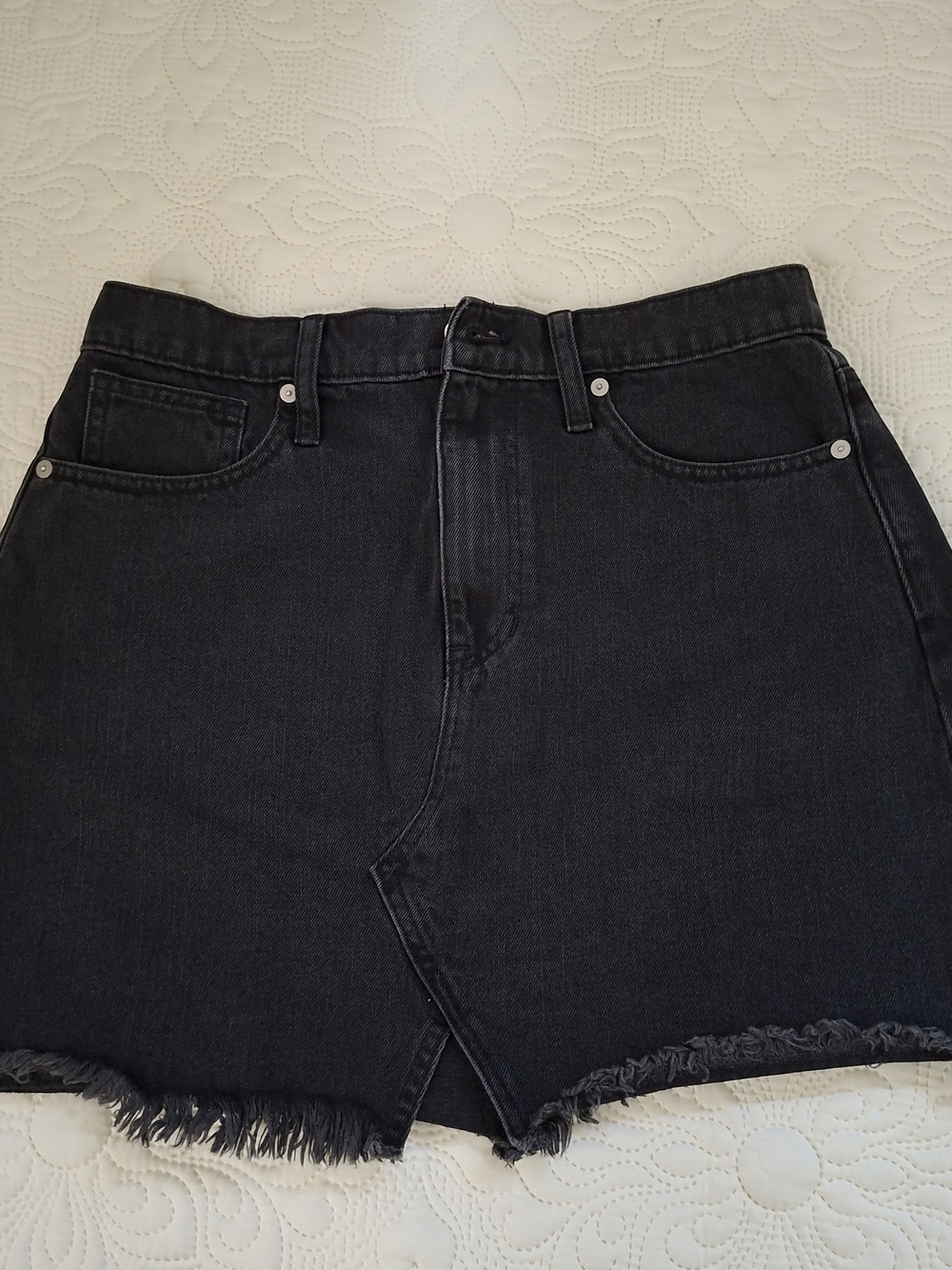 Madewell Rigid Denim A-line Women's mini skirt with Frayed Hem Sz 29
